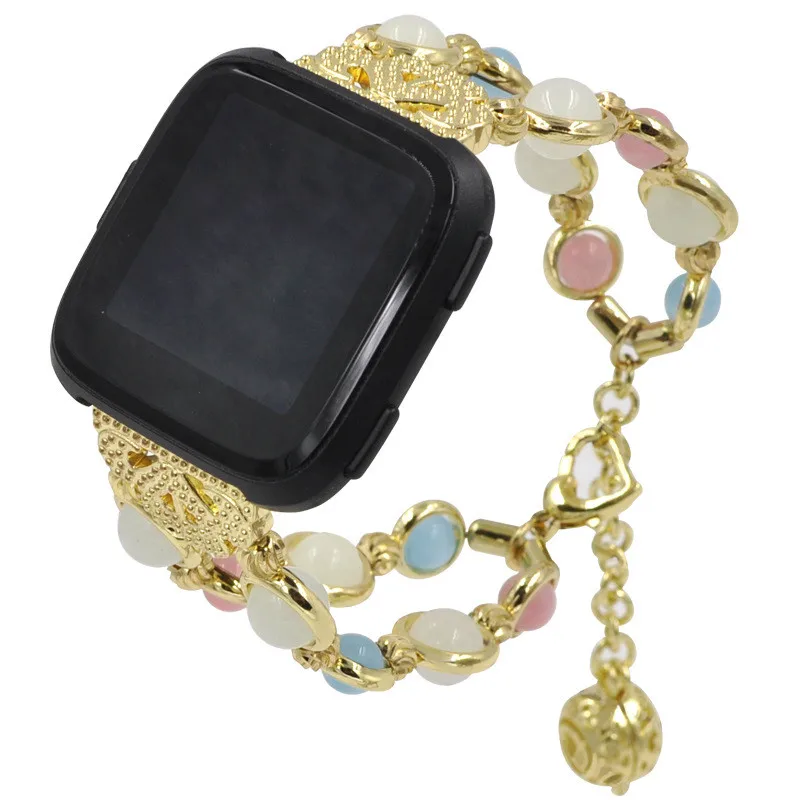 Браслет из нержавеющей стали с блестящими бусинами для Fitbit часы Versa Band|Ремешки