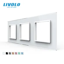 Livolo Luxury สีขาวคริสตัลแก้วคริสตัล,มาตรฐาน EU,Triple Glass สำหรับสวิทช์ Socket,c7-3SR-11 (4สี)