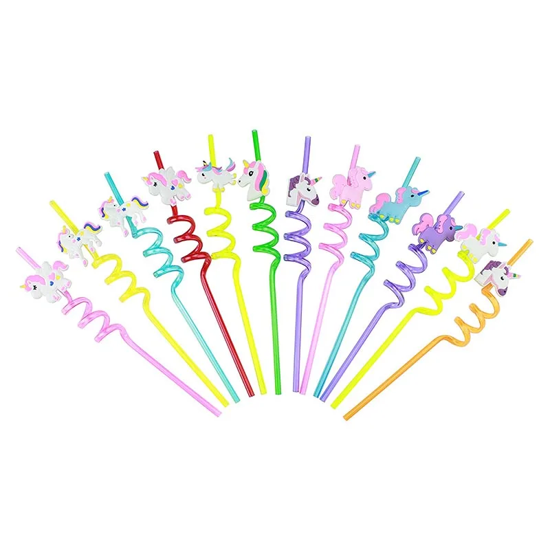 8 шт. 25 см Многоразовые Единорог соломки для дней рождения тема Пластик питьевой