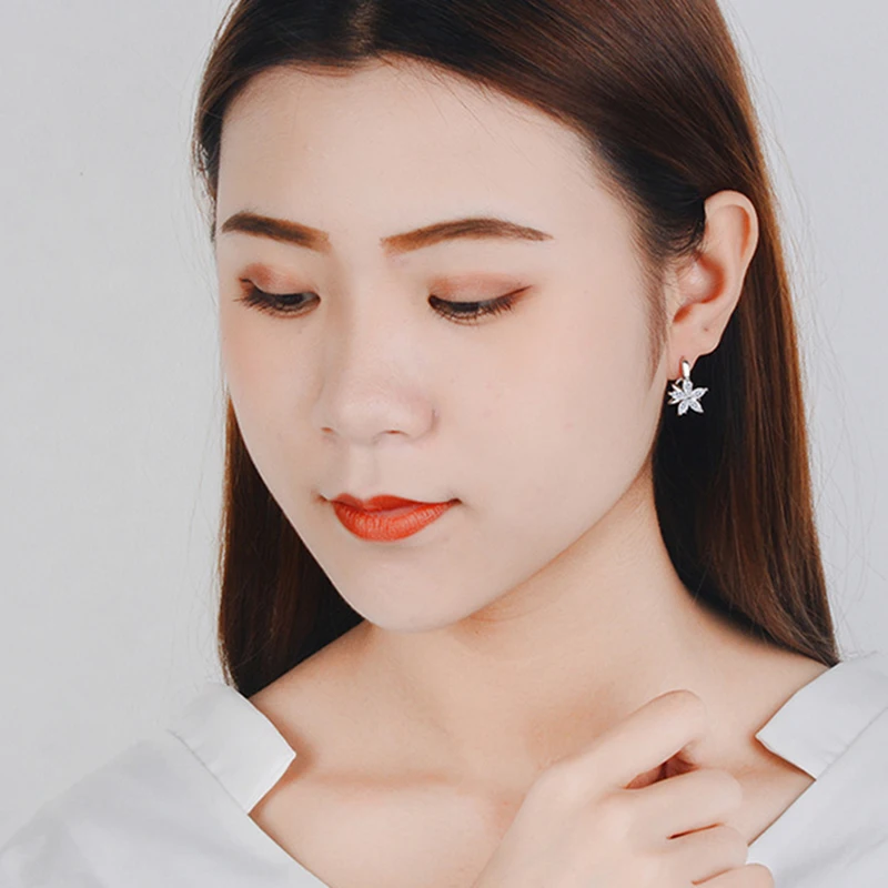 Женские серьги-кольца MEETSOFT из серебра 925 пробы с маленькими кристаллами и