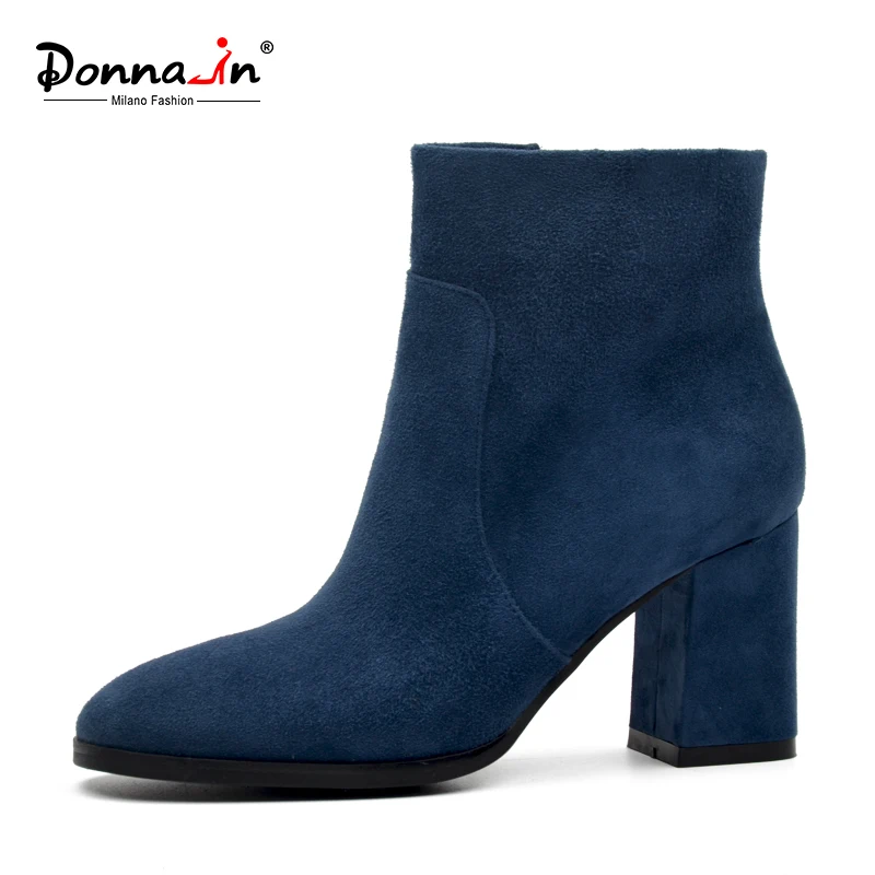 DONNA IN распродажа Женские ботинки из натуральной кожи Замшевые ботильоны Женская