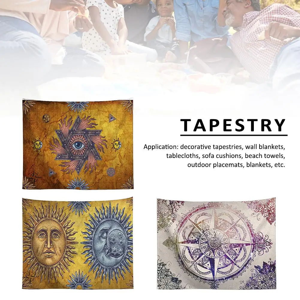 Настенный индийский гобелен покрывало в стиле хиппи для спальни с принтом виде