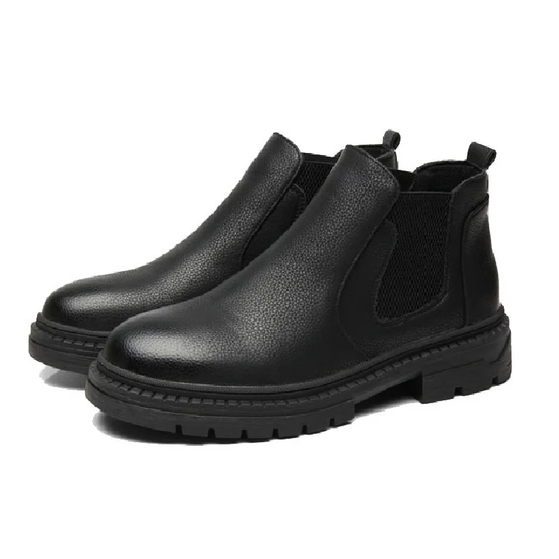 

Men Boots High Top Man Shoes High Quality Leather Male Martin Ankle Boot Spring Autumn Tooling Chelse Footwear Slip-on Antiskid