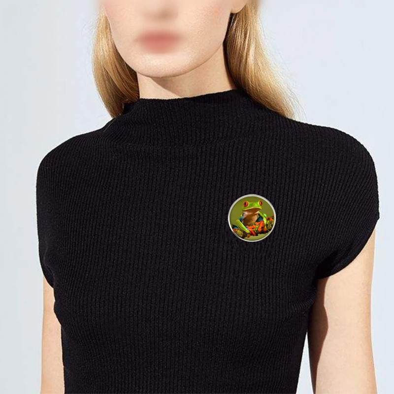 Симпатичные тройник Лягушка на заказ фото стеклянный конусообразные Броши день