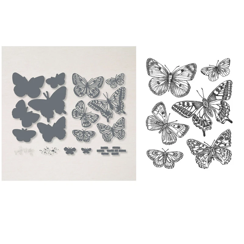

Butterfly Brilliance Stamp Set and Coordinating Dies Butterflies Clear Stamps For DIY Scrapbooking Paper Card Crafts Die Cuts