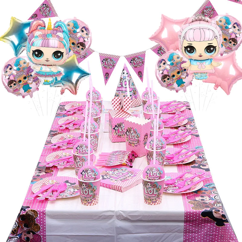 

Surprise girl Birthday Party Supplies Disposable Tableware Sling Cup Hat Baby Shower Balloon Kids Favor Toy Party Decor Boy Gift