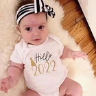 Детское боди с коротким рукавом и надписью Hello 2022