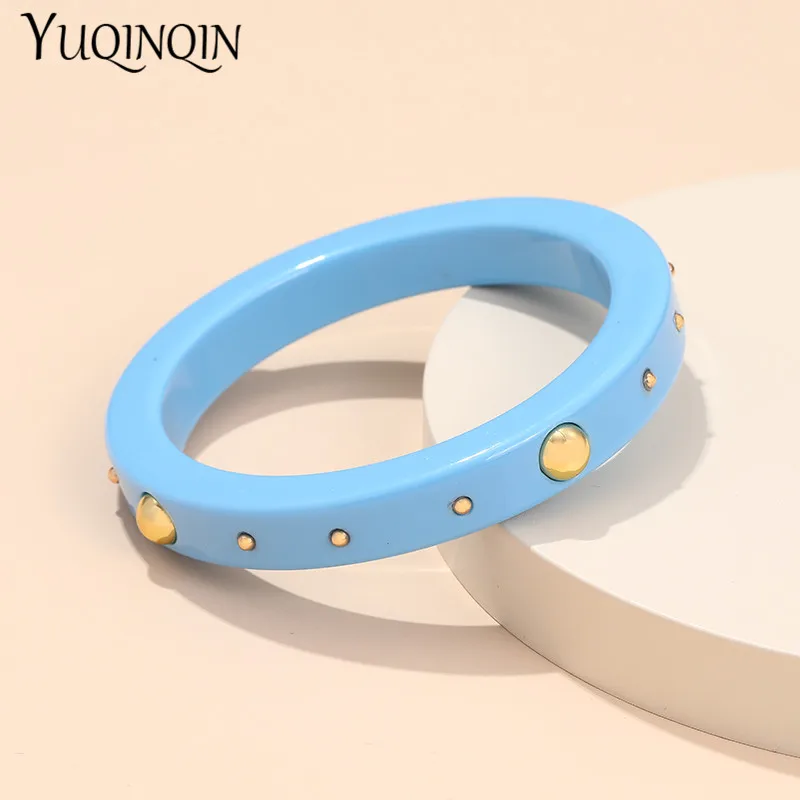

Colorful Resin Vintage Bangles For Women Indian Jewellery Metal point Bangle With Designer Charms Bracelets Bangle 2021 Summer