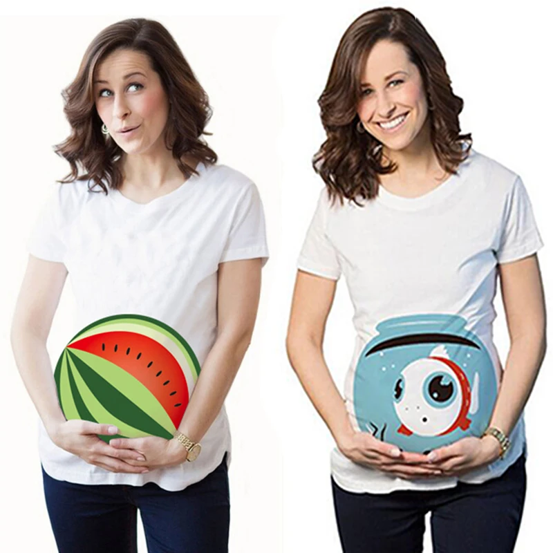 Женские футболки для беременных с модным принтом повседневная одежда из