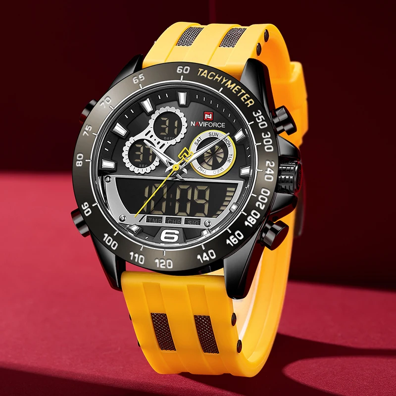 

NAVIFORCE Men Luxury Brand Watch Waterproof Digital Date Quartz Military Wrist Watch Sport Chronograph Silicone Watches for Men