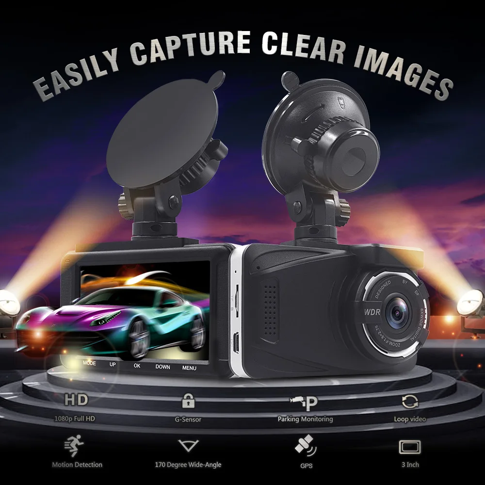 Мини Автомобильный видеорегистратор с gps H191 Full HD 1080P 3 0 дюймов одним объективом