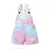 

Children Tie-dye Denim Suspender Pants, 2021 New Fashion Girls Sleeveless Square Collar Short Jumpsuit With Pockets