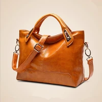 2020 new handbags european and american fashion simple commuter pu leather handbags retro waxed leather handbags shoulder bags