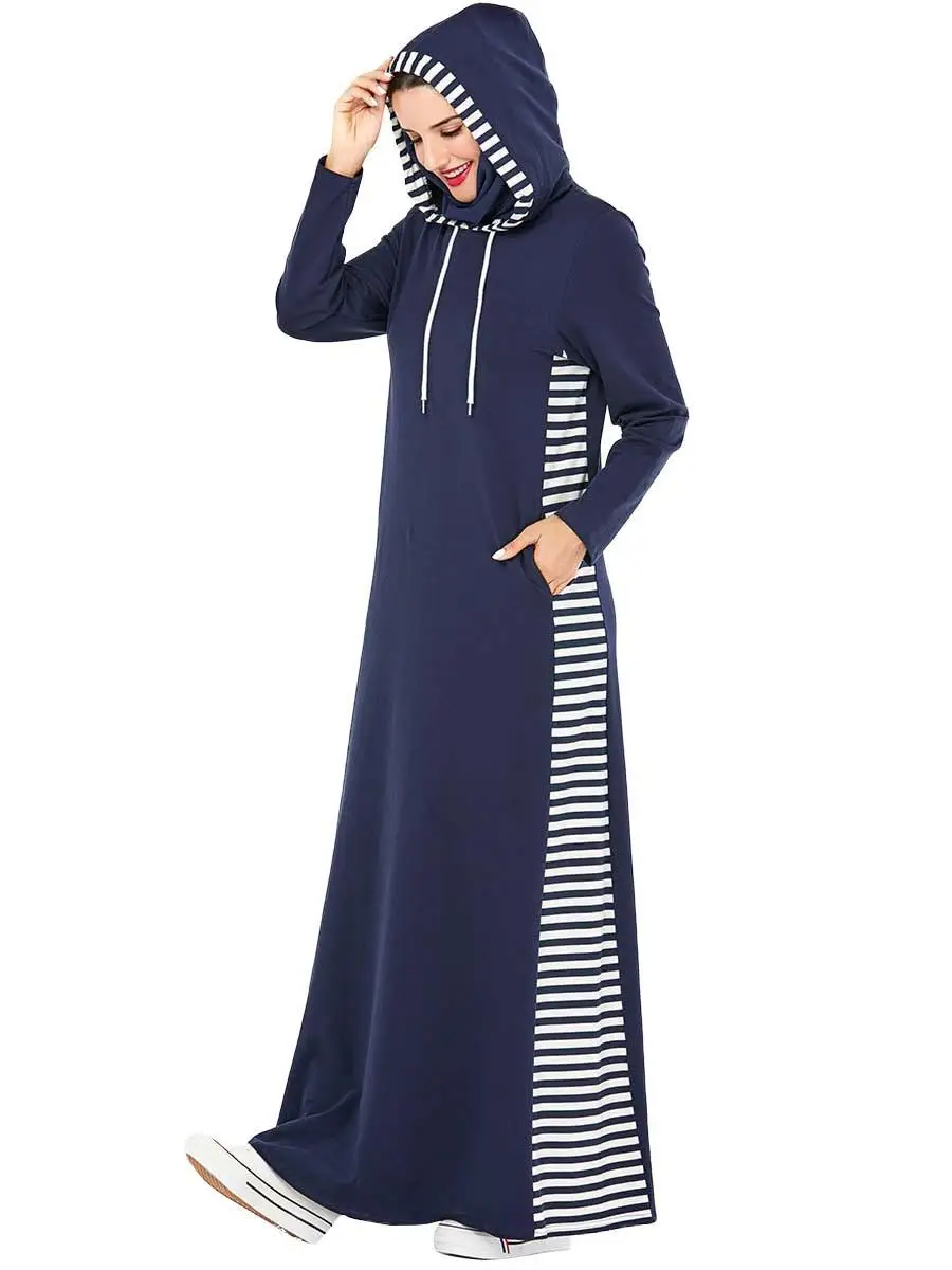 Женское свободное Макси платье с капюшоном Abaya мусульманское кафтан в арабском