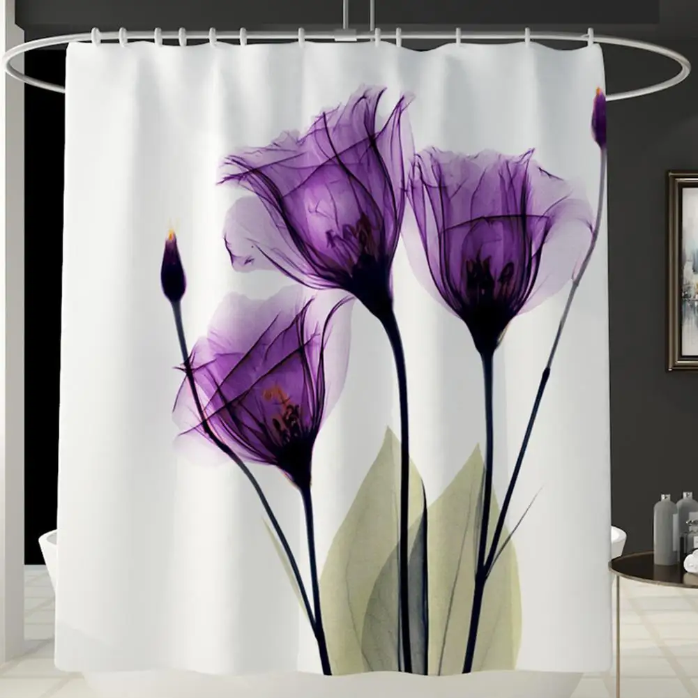 Фиолетовый с цветочным принтом душ Шторы коврик сиденье для унитаза крышка ног |