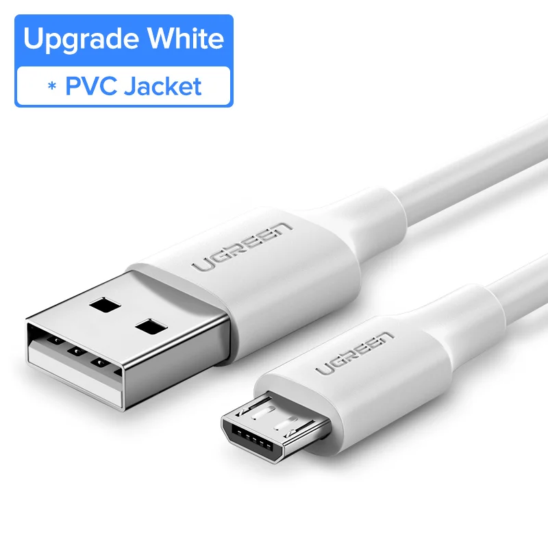 Upgrade White Ugreen кабель micro usb 3 m 2 m 1 m 5v2a зарядное устройство usb кабель для передачи данных для samsung htc huawei мобильный телефон кабели для android телефоны - Цвет: Upgrade White