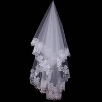 simple design one layer lace edge wedding veil ivory long bridal viel wedding events bridal hair accessories