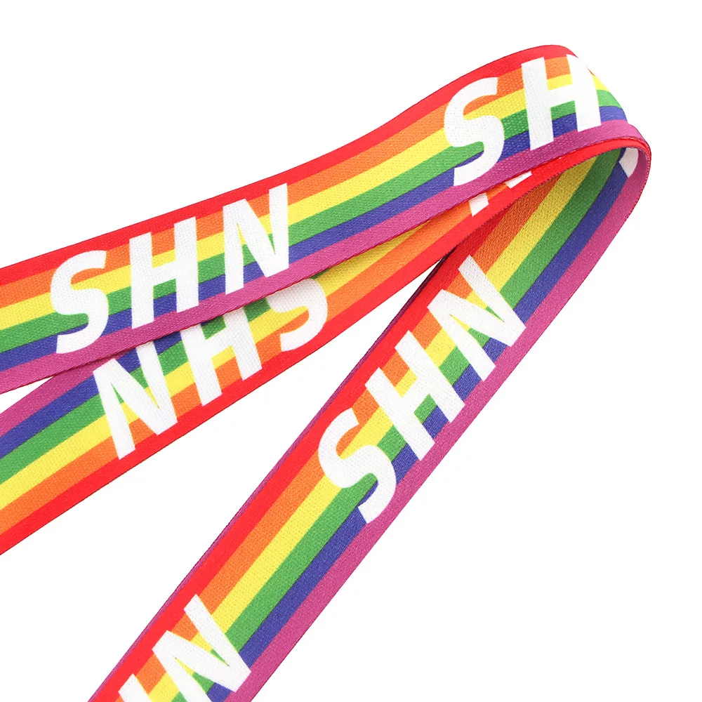 lgbt rainbow heart webbing lanyard neck straps for phone charms gay pride keychains holder key id card badge keycord accessories free global shipping