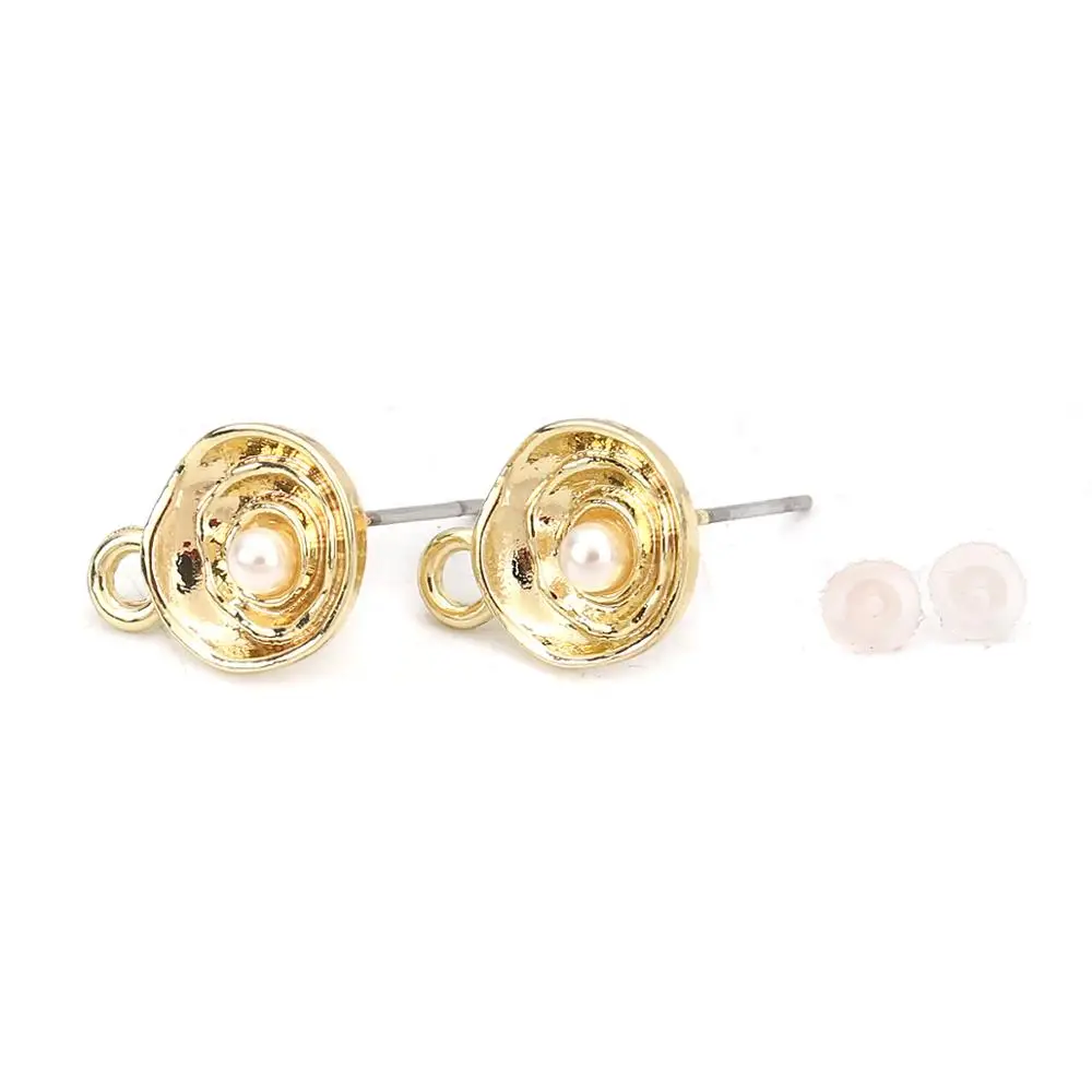 Серьги-гвоздики из сплава цинка DoreenBeads круглые серьги в золотую полоску 2 шт. |