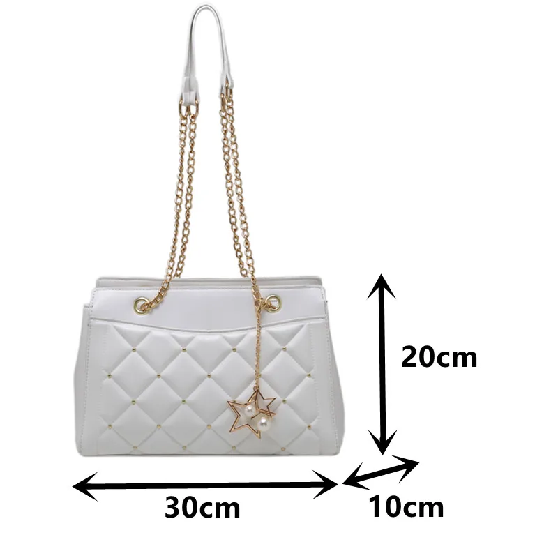

Rhombus Lattice Chain Shoulder Bags for Women 2021 New Hot Sale Quilted Handbags High Quality Pu Leather Square Brand Female Bag