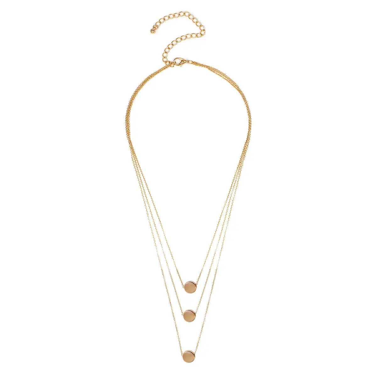 Простое ожерелье с цепочкой до ключицы круглыми блестками золотистые и