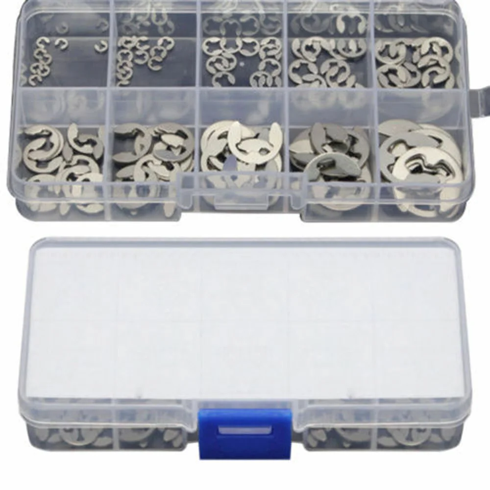 120Pcs/Box 304 Stainless Steel E-Clip Retaining Circlip Assortment Kit 1.5-10mm | Инструменты