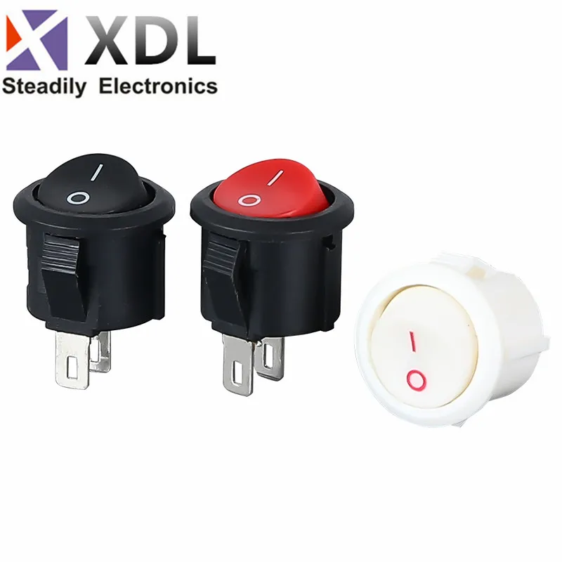 

100 шт., круглые клавишные выключатели, 12 В, 24 В, 6 А, 250 В, 10 А, 125 В