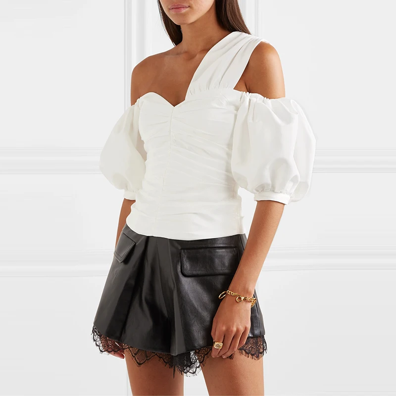 2020 Весенняя белая сексуальная женская блузка с открытыми плечами|Блузки| |