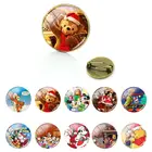 Броши с изображением мультяшного героя Диснея Микки Мауса, броши с кабошоном, винтажный значок с Круглым Куполом из стекла, булавки, рождественские подарки, модные украшения FSD143
