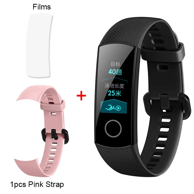 Black Add Pink Strap Honor Band 4 Band 5 Смарт-Браслет фитнес-браслет трекер Водонепроницаемый в реальном времени трекер активности носимые устройства(стандарт - Цвет: Black Add Pink Strap