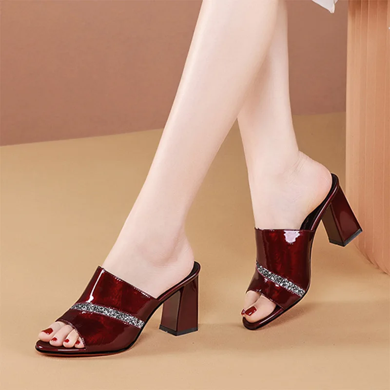 2021 летние женские тапочки модельные туфли на высоком каблуке с открытым носком