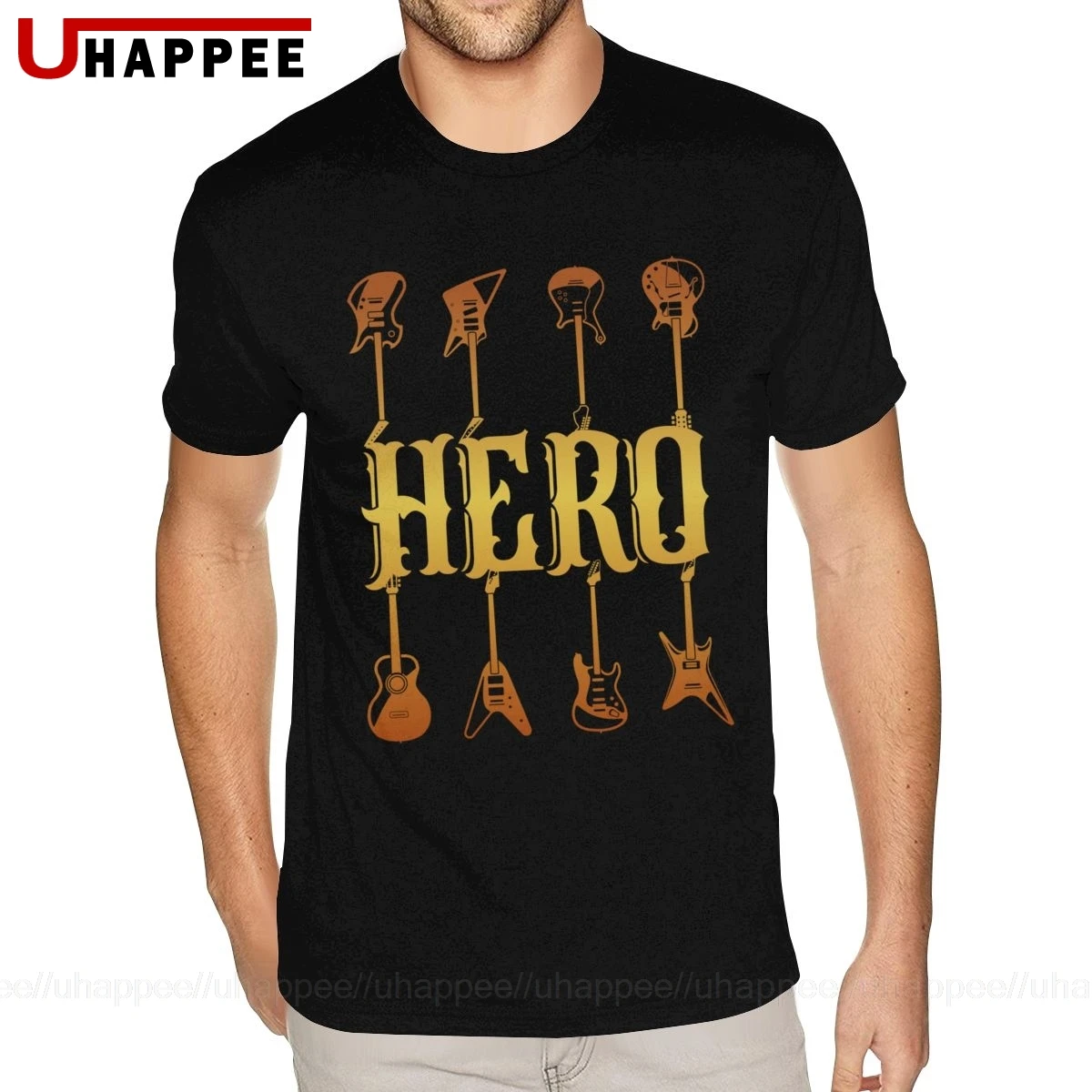 Футболка под заказ футболки с принтом для гитары Hero мужские коротким рукавом и