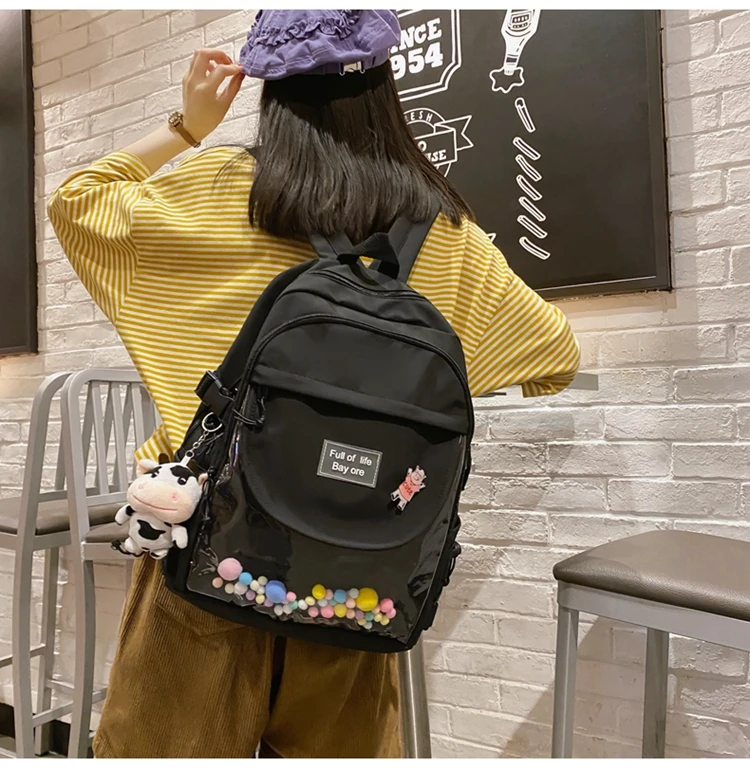 

7876 women 2022 new Japanese solid color backpack for female college students