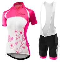 malciklo womens short sleeve cycling jersey bib tights padded shorts chamois breathable anatomic design ultraviolet resi