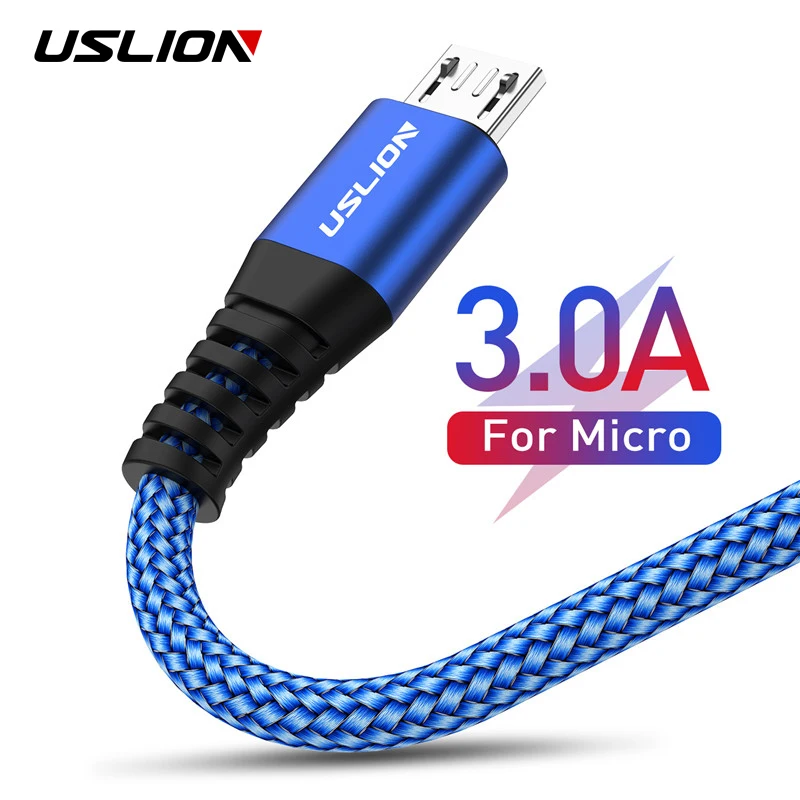 Кабель Micro usb USLION 3A кабель для быстрой зарядки и передачи данных мобильных