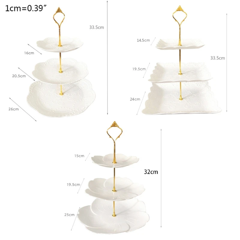 

Detachable Cake Stand European Style 3 Tier Pastry Cupcake Fruit Plate Serving Dessert Holder Wedding Party Home Decor