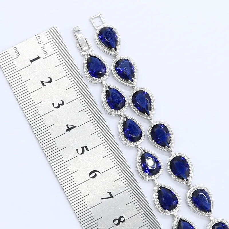 Silver Color Necklace for Women Water Drop Blue Green Semi-precious Wedding Jewelry Free Gift Box | Украшения и аксессуары