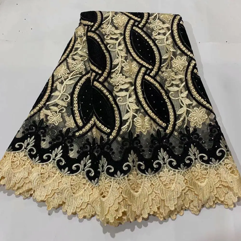 Красивый стиль стразы африканский гипюр кружево бисером чистая ткань 5 ярдов топ