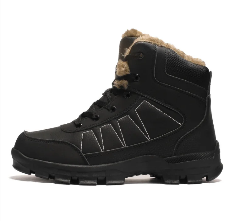 

Winter Men Non-slip Working Boots Plush Keep Warm Waterproof Plus Fur Snow Boots Men Sneakers Shoes Big Size 39-46