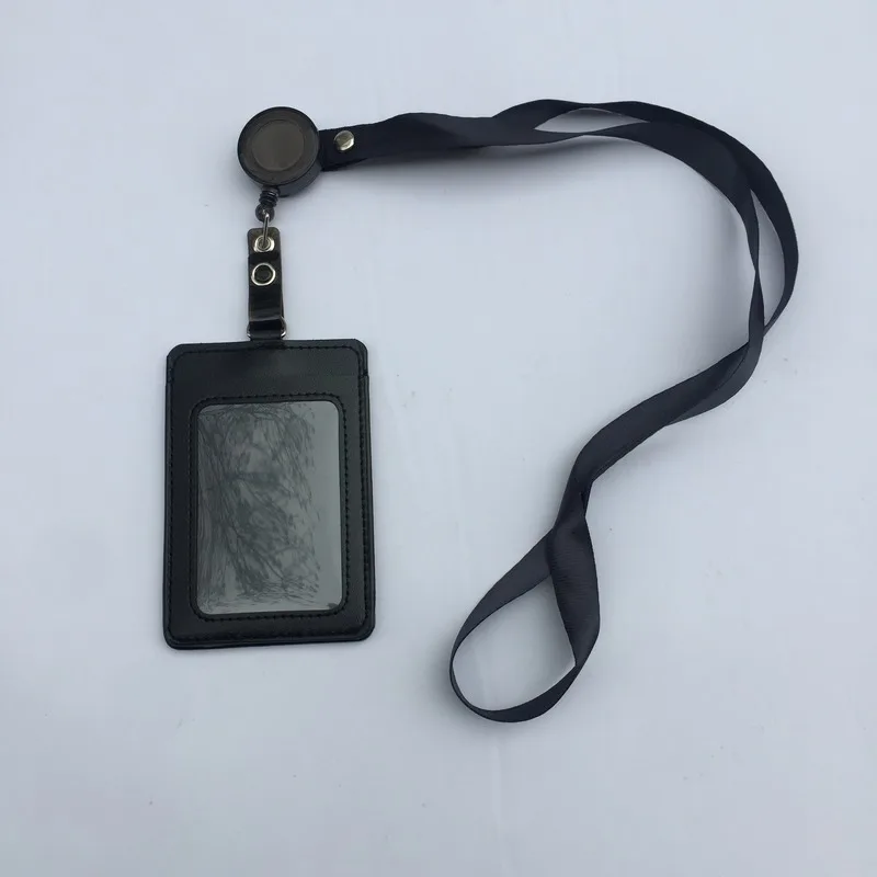 

Credit Card Holder Bags PU Leather Vertical With Lanyard for Students Business Staff Exhibition Business ID Card Cover Pouch