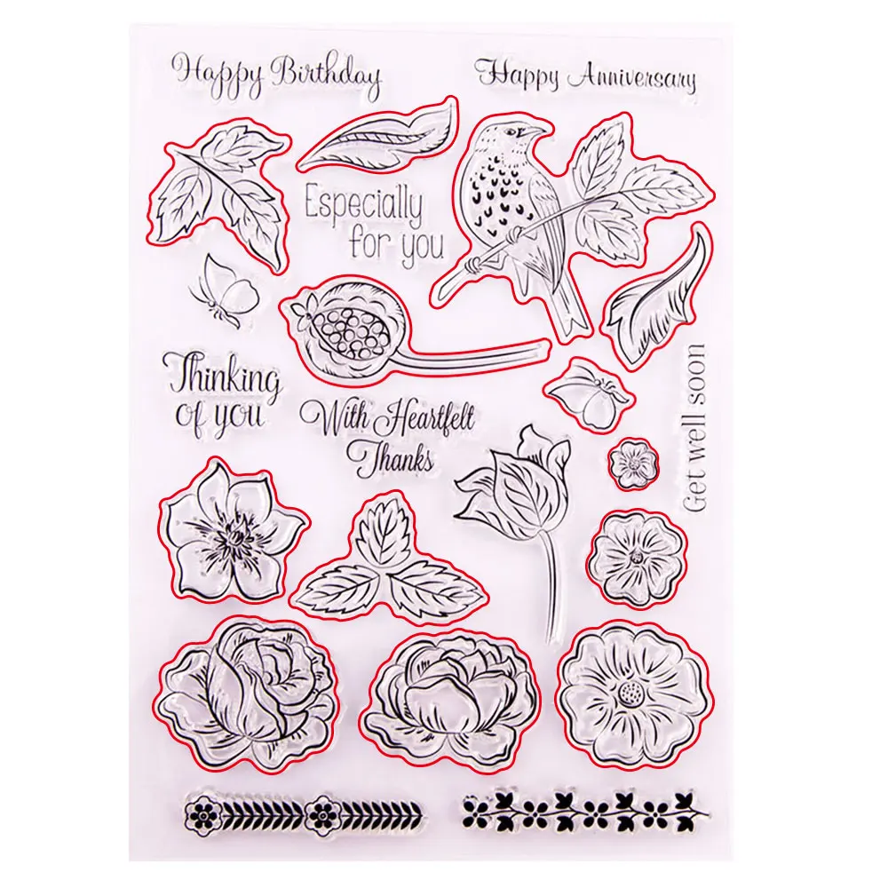 

Flowers Bird Metal Cutting Dies and Clear Stamps for DIY Scrapbooking Card Dies Cut Stencils Paper Crafts Handmade Photo Decor