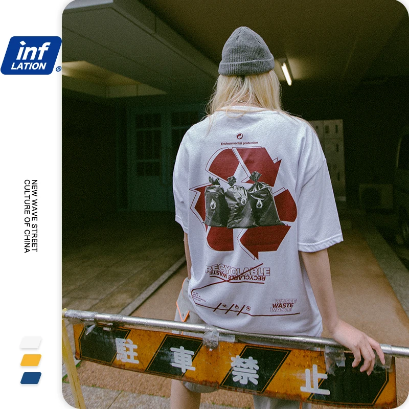 Мужская футболка с коротким рукавом INFLATION повседневная хлопковая в стиле хип хоп