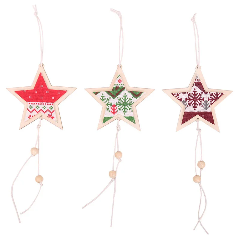 Деревянная пятиконечная звезда кулон палка Нетканая ткань Рождественская елка