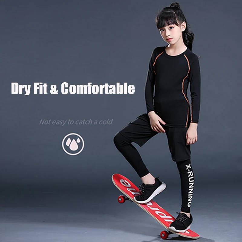 Детский спортивный комплект компрессионный трикотаж + штаны детский Рашгард для