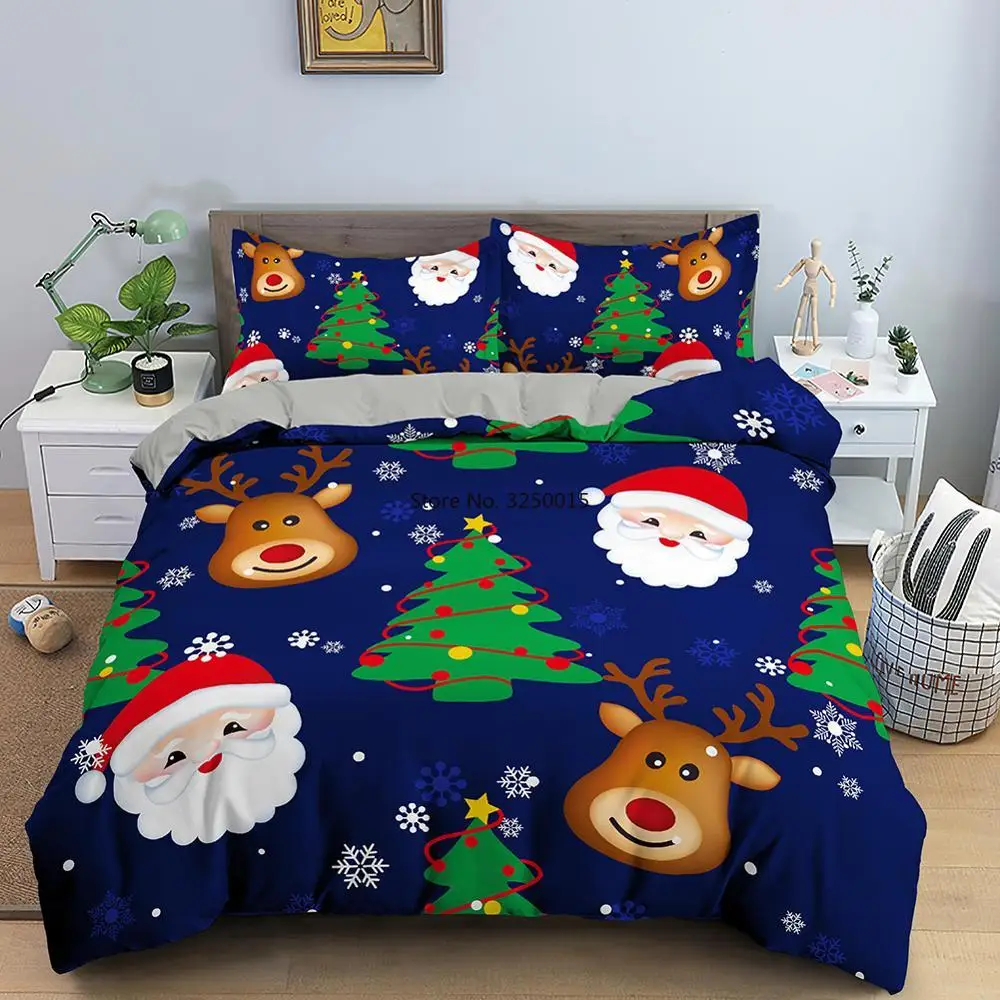

3D Santa Claus Deer Bedding Sets Duvet Cover Bedclothes Twin/Queen/King Size Bed Room For Kids Bedding Christmas Gifts
