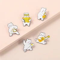 white bear musical instrument brooch decoration clothes accessories metal badge pin anti light buckle clothes backpack medal
