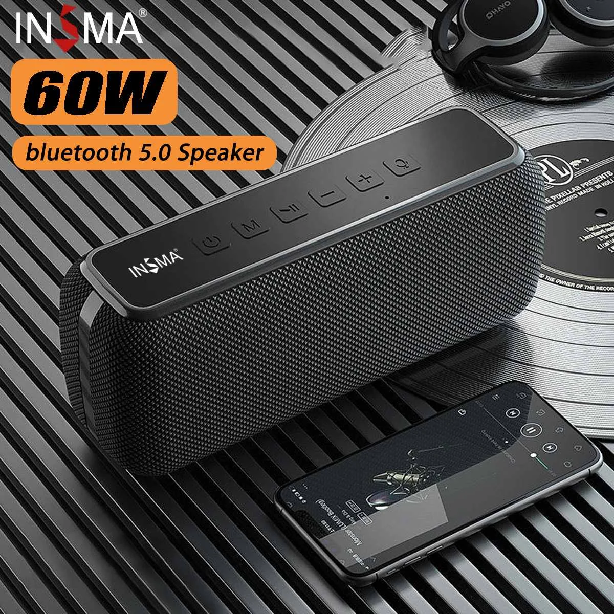 INSMA S600 60 Вт беспроводной Bluetooth динамик IPX5 Водонепроницаемый TWS 15H время