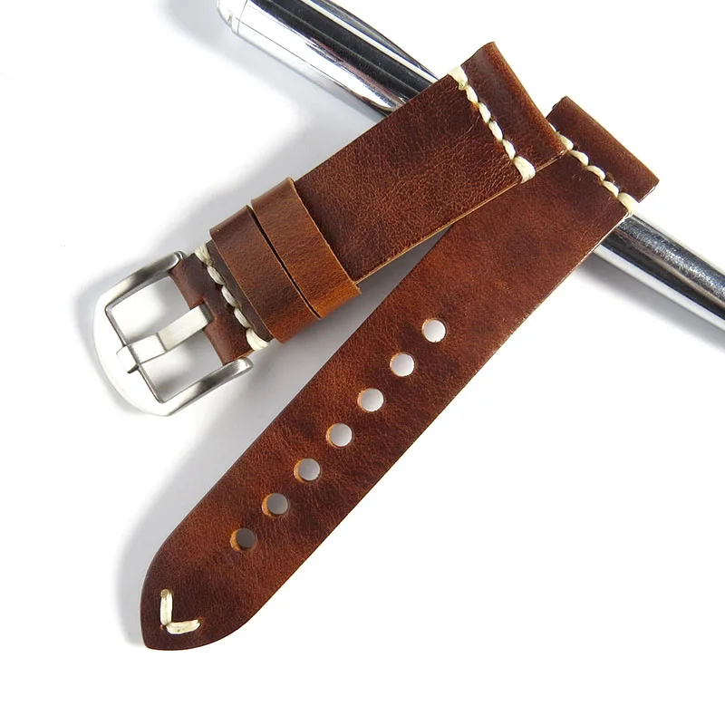 Watch Accessories Cow Leather Watch Bracelet Brown Black Vintage Wristwatch Strap Band Belt 20mm 22mm 24mm Watchband Quality