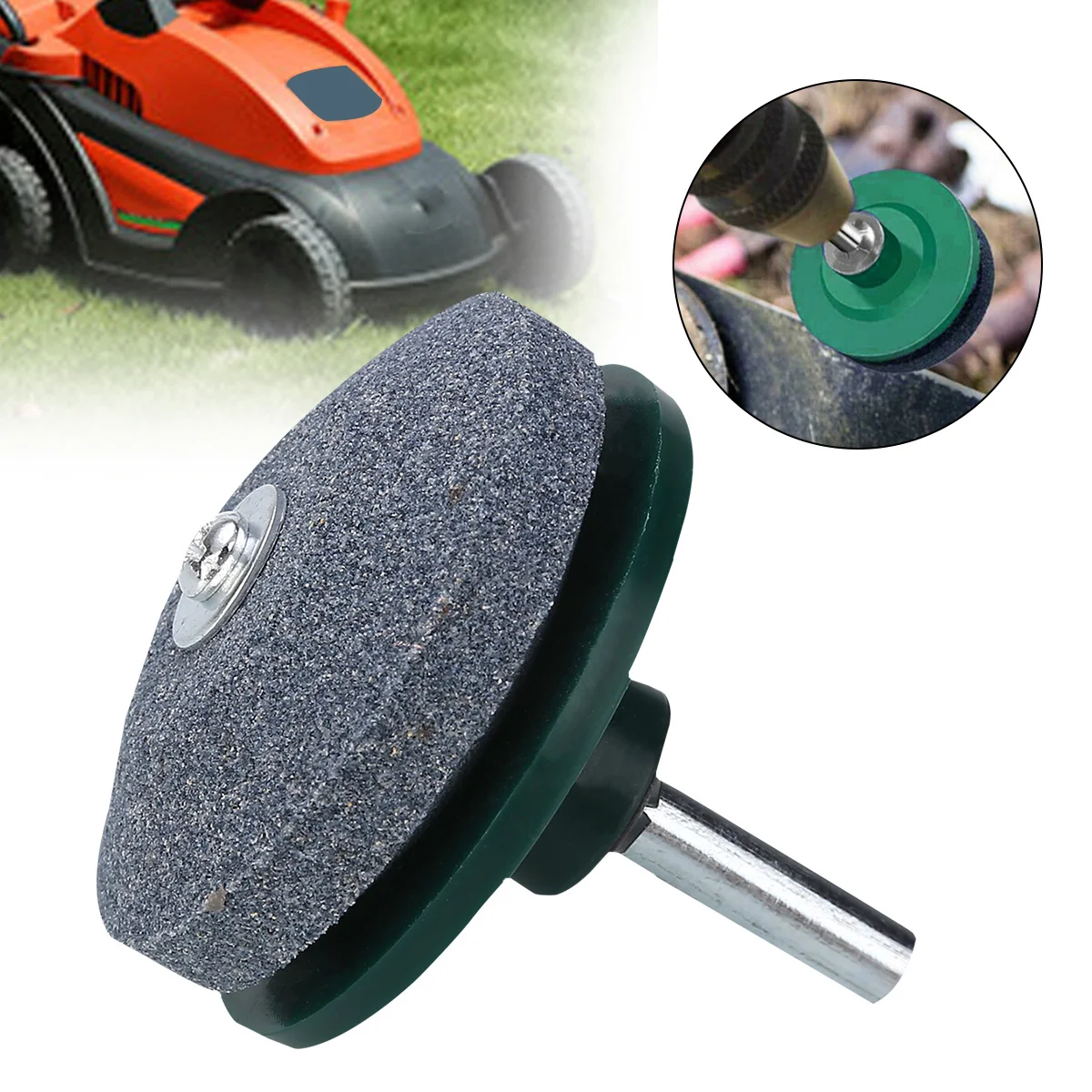 

50mm Mounted Blades Rotary Lawn Mower Sharpener 2 Angled Lawnmower Blade Sharpener Grinding Drill Power Cutting Abrasive Tool