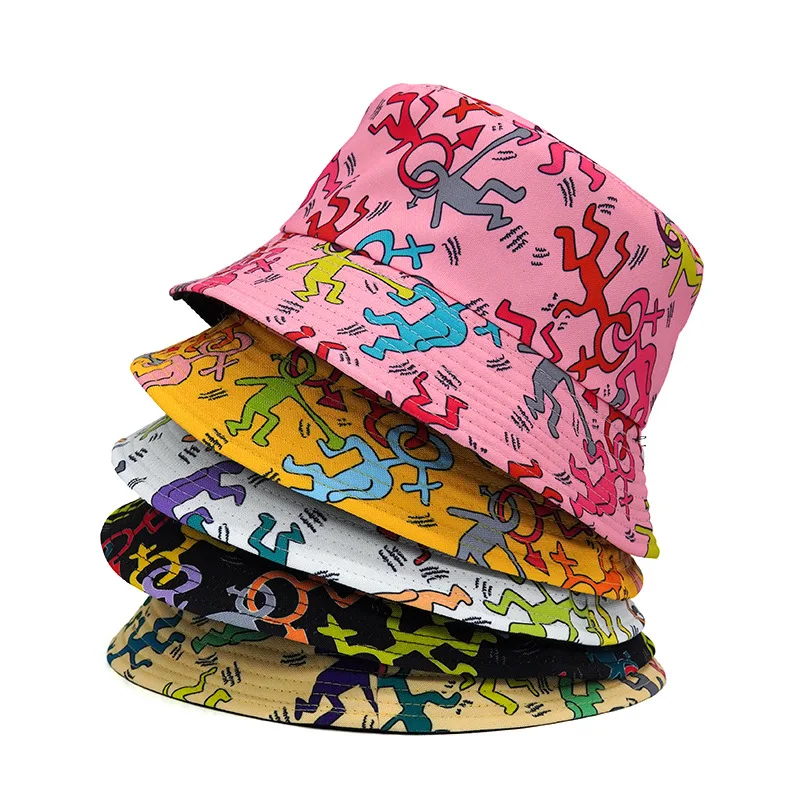 

2021 New Summer Cartoon Bucket Hat For Women Men Outdoor Foldable Bob Fisherman Hat Hip Hop Gorros Panama Sun Hat